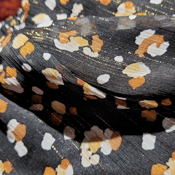 Row A -  Smocked Long Sleeve Chiffon Minidress, Medium - Black - Picture 2 of 4